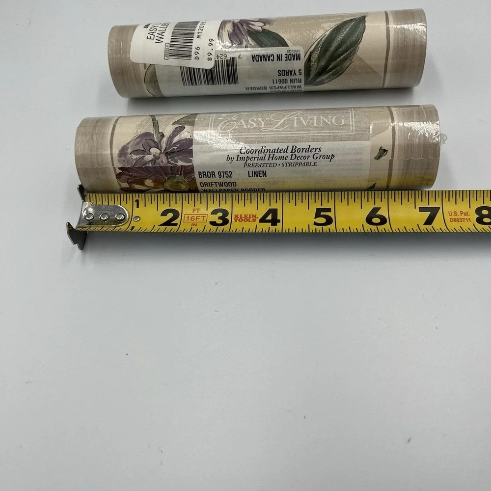 Wallpaper Border Driftwood Linen Sears 5 Yards Each New Floral Cottage Core